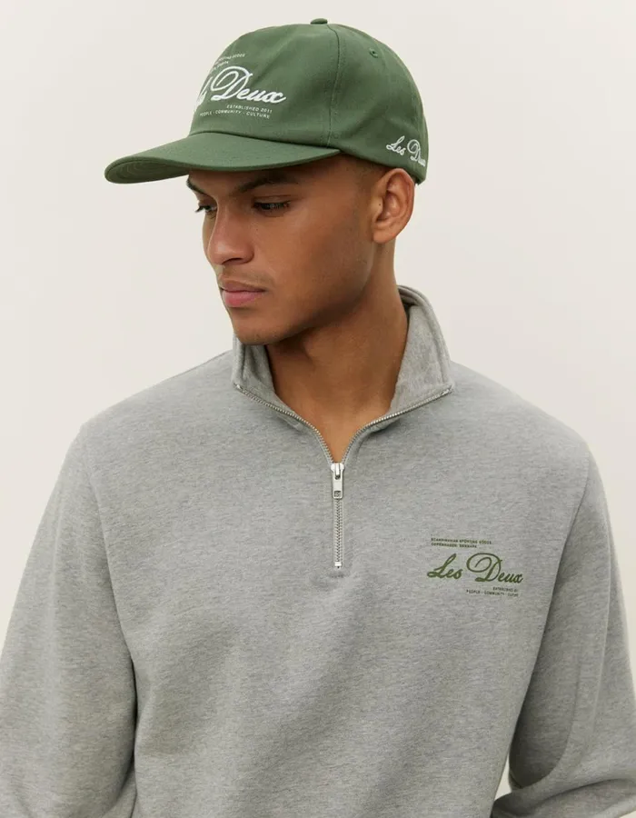 Men Scandinavian HalfZip Sweatshirt 8211 Light Grey MelangeChive Green Les Deux HoodiesSweatshirts Men Scandinavian HalfZip Sweatshirt 8211 Light Grey MelangeChive Green Les Deux HoodiesSweatshirts
