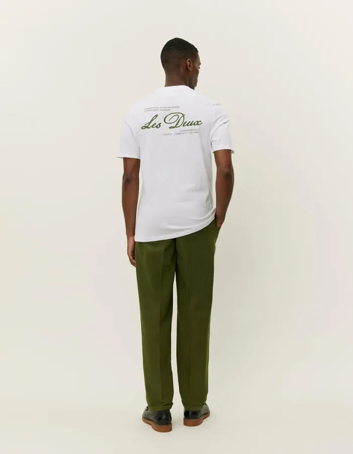 Men Scandinavian TShirt 8211 WhiteChive Green Les Deux Tshirts