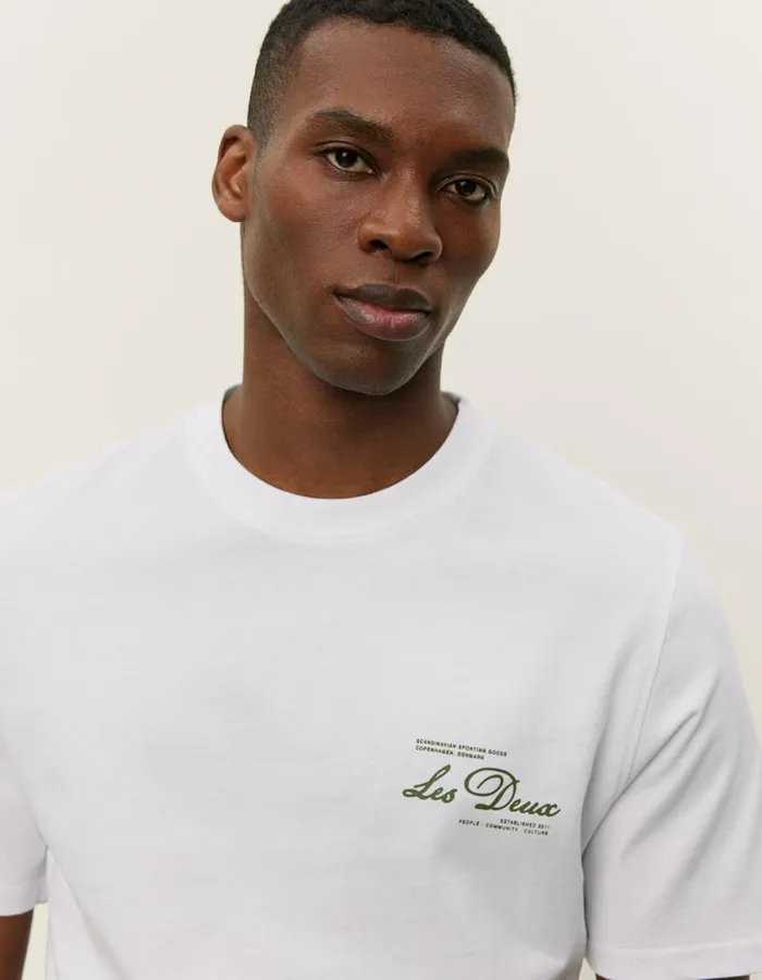 Men Scandinavian TShirt 8211 WhiteChive Green Les Deux Tshirts