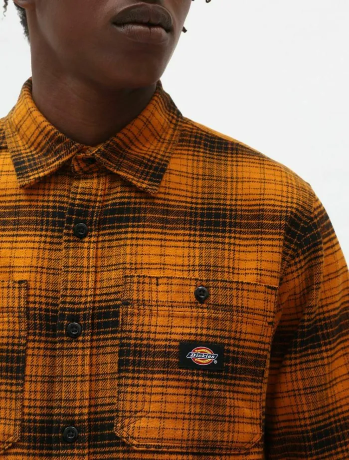 Men Shirts Dickies Evansville Long Sleeve Shirt Pumpk Spice