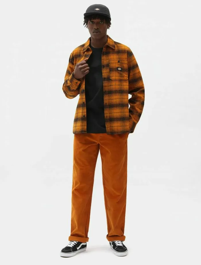 Men Shirts Dickies Evansville Long Sleeve Shirt Pumpk Spice