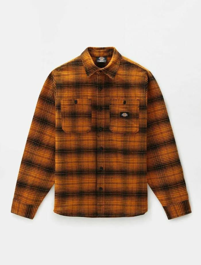 Men Shirts Dickies Evansville Long Sleeve Shirt Pumpk Spice