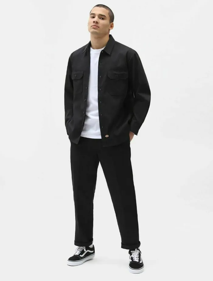 Men Shirts Dickies Long Sleeve Work Shirt Black