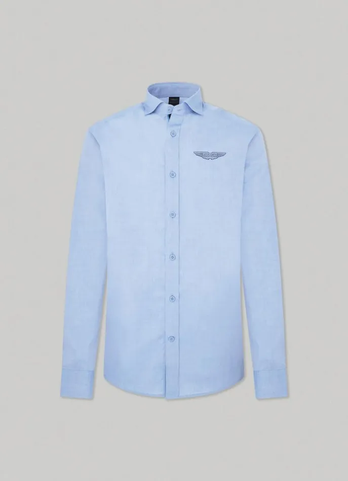 Men Shirts Hackett London Aston Martin Poplin Shirt Chambray Blue