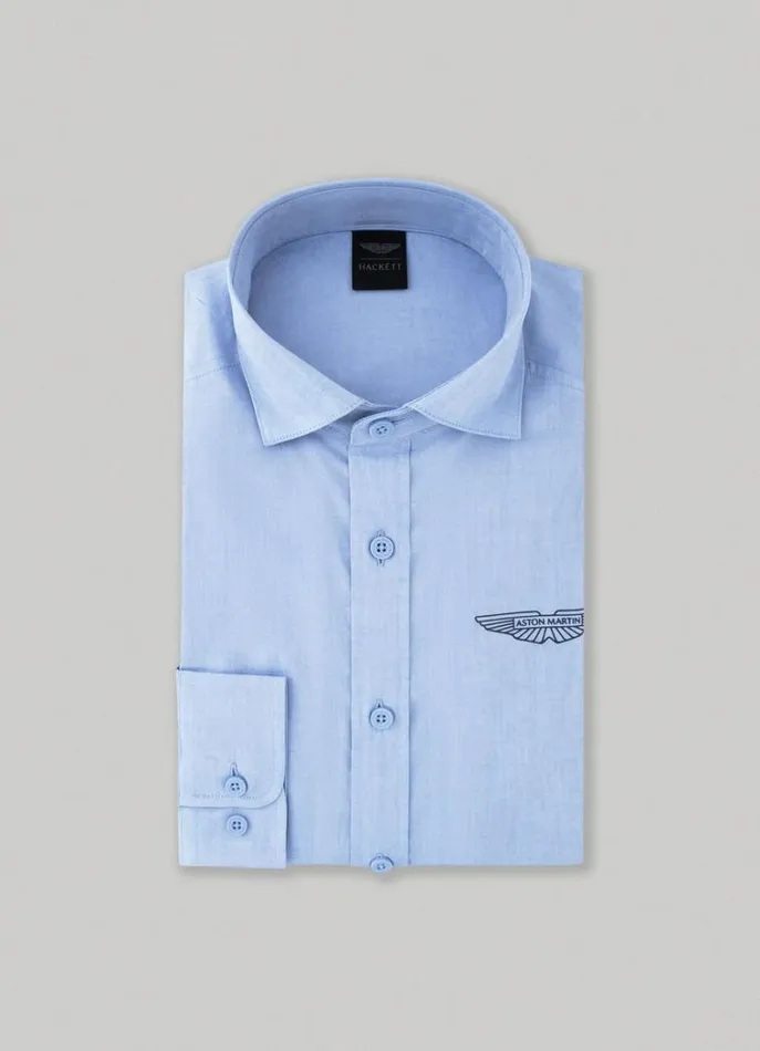 Men Shirts Hackett London Aston Martin Poplin Shirt Chambray Blue