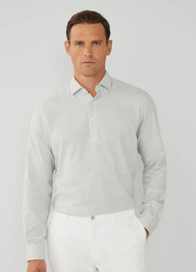Men Shirts Hackett London Classic Fit Dogtooth Shirt Greywhite