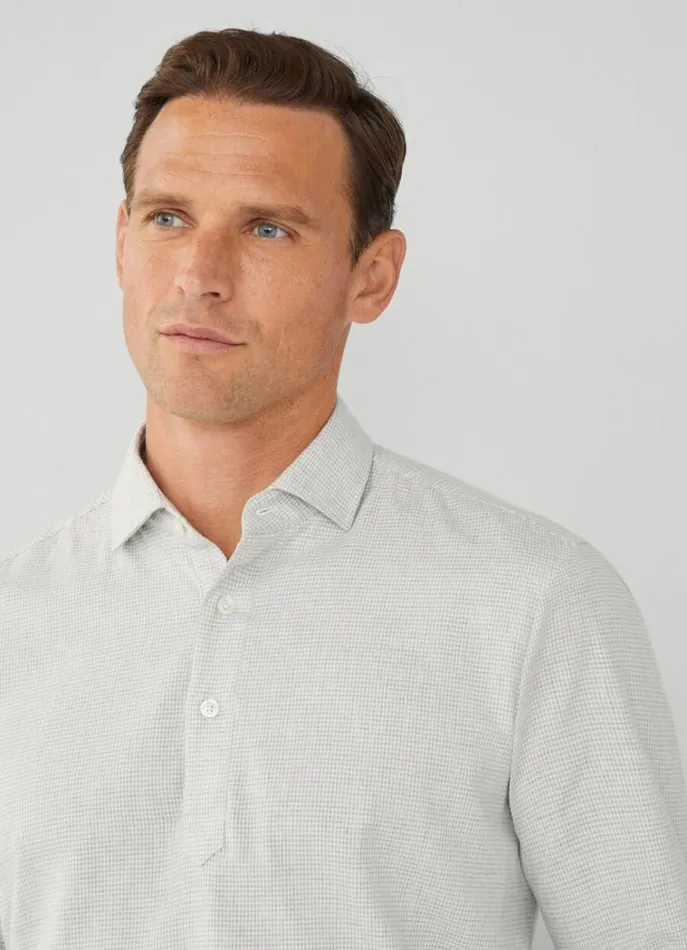 Men Shirts Hackett London Classic Fit Dogtooth Shirt Greywhite