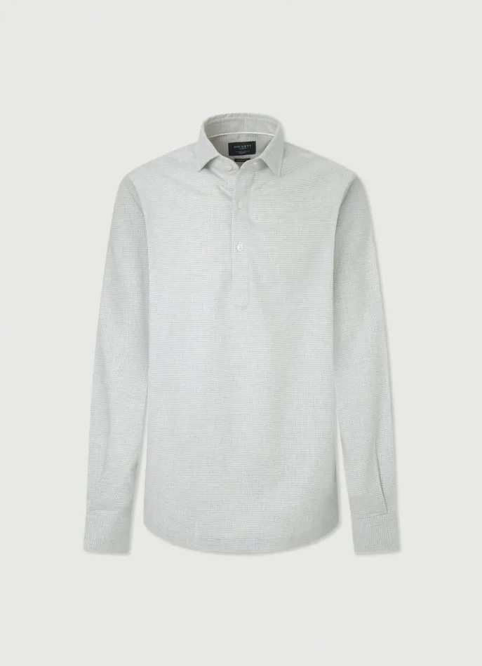 Men Shirts Hackett London Classic Fit Dogtooth Shirt Greywhite