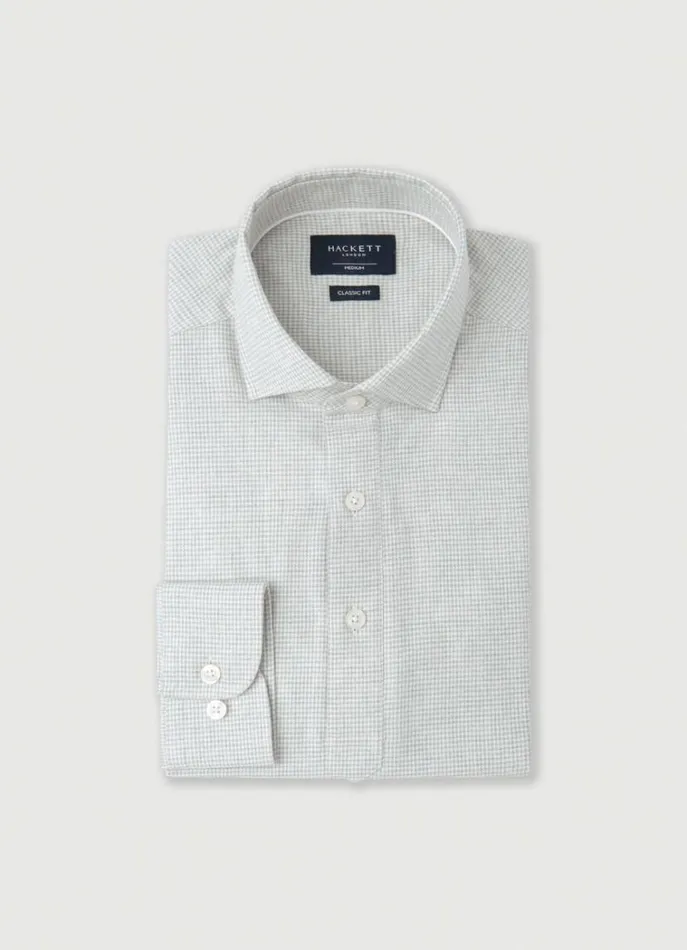Men Shirts Hackett London Classic Fit Dogtooth Shirt Greywhite