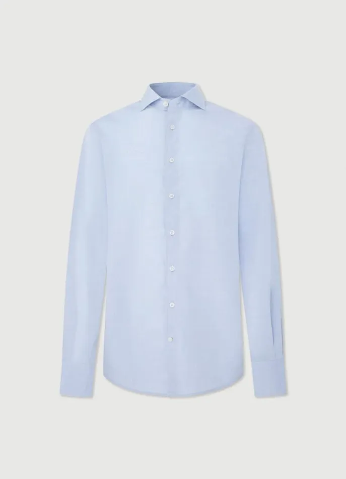 Men Shirts Hackett London Classic Fit Poplin Shirt Blue