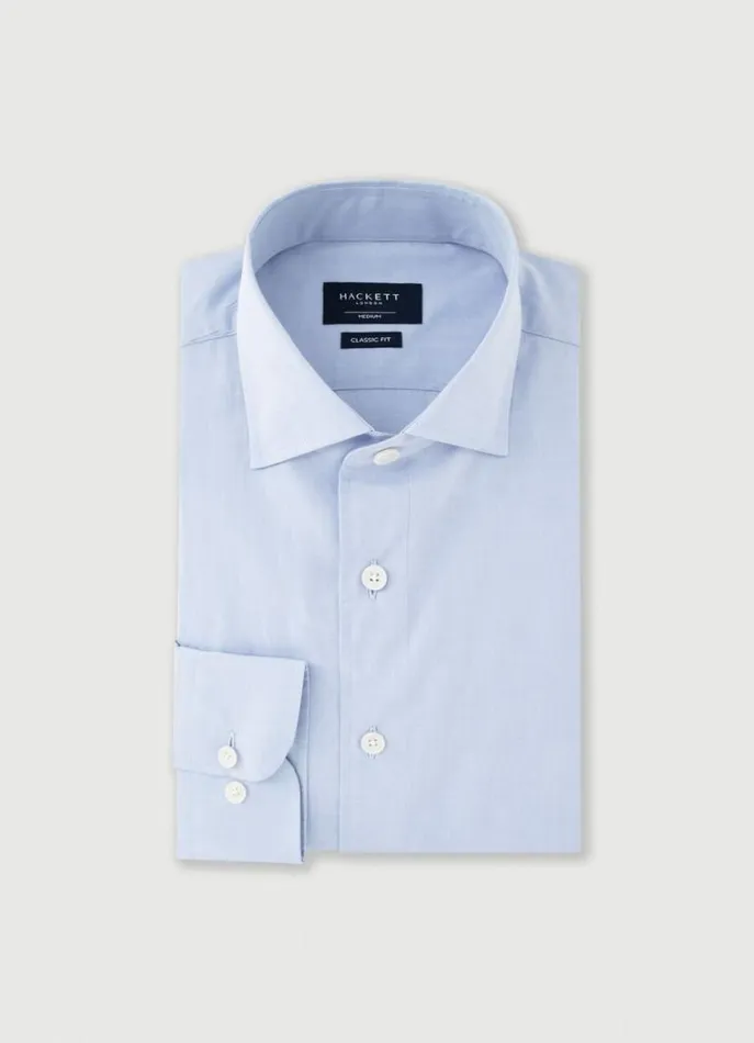 Men Shirts Hackett London Classic Fit Poplin Shirt Blue