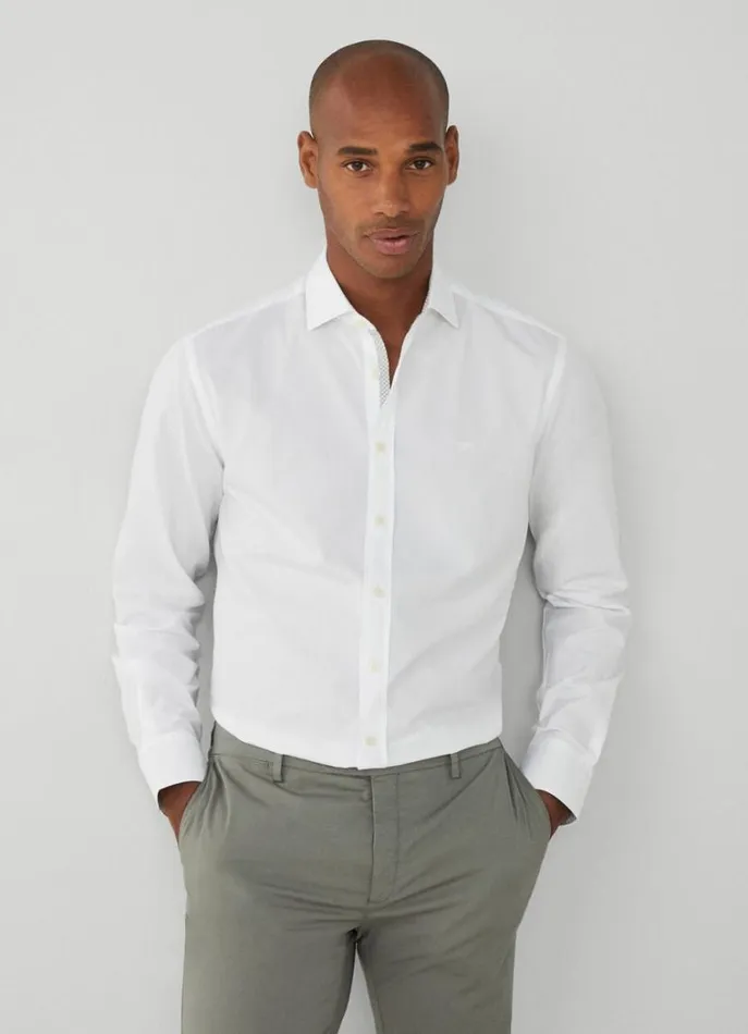 Men Shirts Hackett London Kent Collar Slim Fit Shirt White