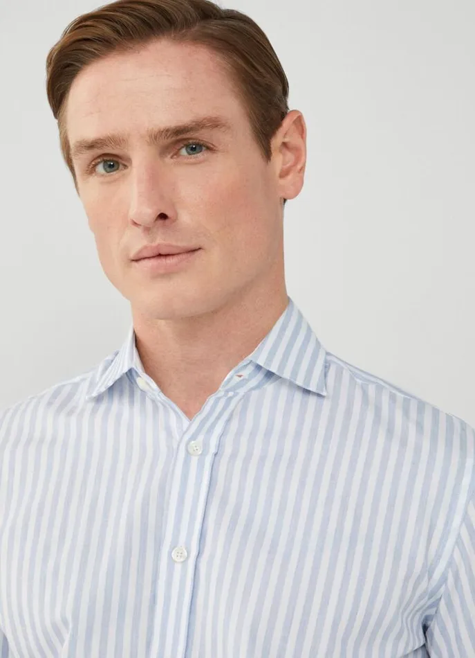 Men Shirts Hackett London Slim Fit Bengal Striped Shirt Bluewhite