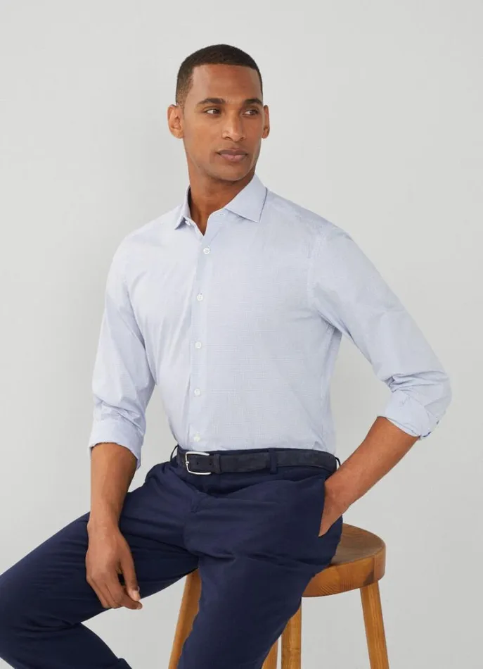 Men Shirts Hackett London Slim Fit Check Shirt Whiteblue