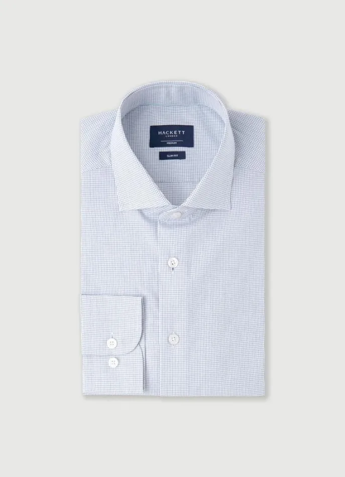 Men Shirts Hackett London Slim Fit Check Shirt Whiteblue