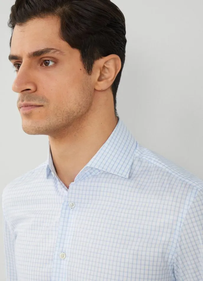 Men Shirts Hackett London Slim Fit Check Shirt Whitesky