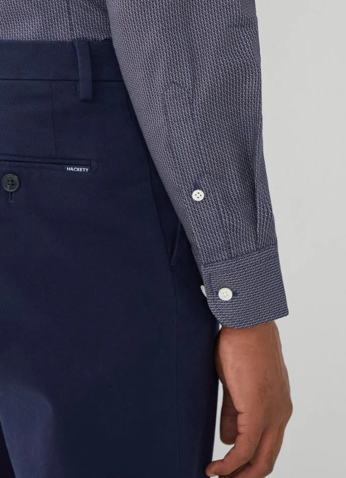 Men Shirts Hackett London Slim Fit Geometric Design Shirt Navy