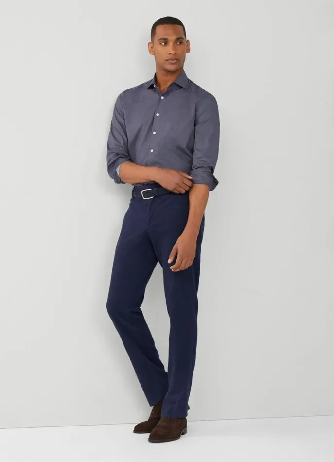 Men Shirts Hackett London Slim Fit Geometric Design Shirt Navy