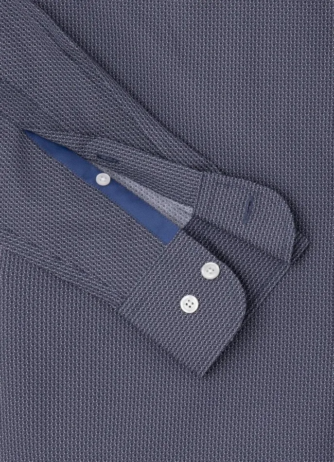 Men Shirts Hackett London Slim Fit Geometric Design Shirt Navy