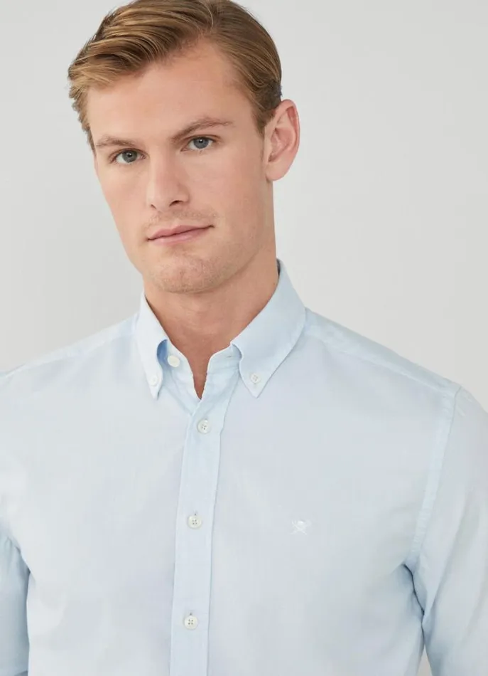 Men Shirts Hackett London Slim Fit Oxford Shirt Sky Blue