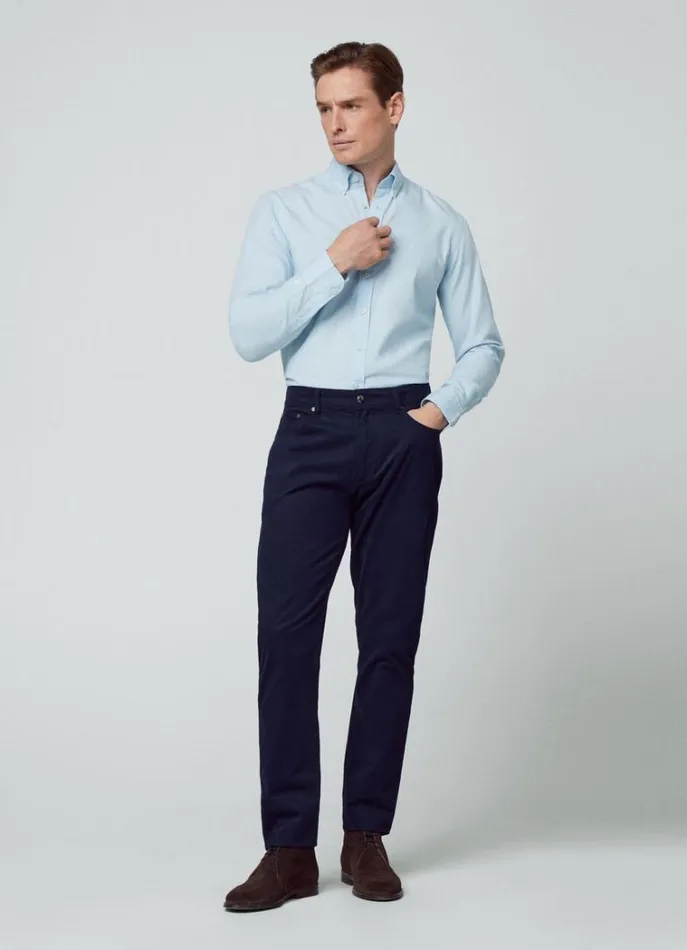Men Shirts Hackett London Slim Fit Oxford Shirt Sky Blue