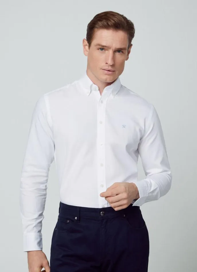 Men Shirts Hackett London Slim Fit Oxford Shirt White