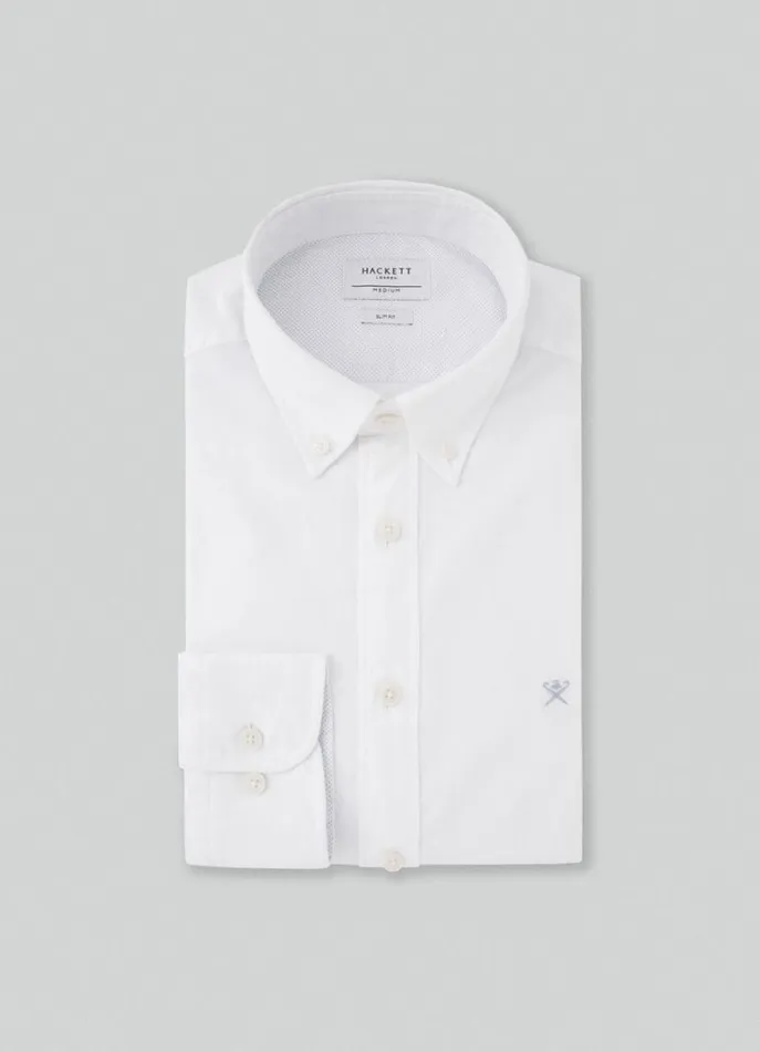 Men Shirts Hackett London Slim Fit Oxford Shirt White