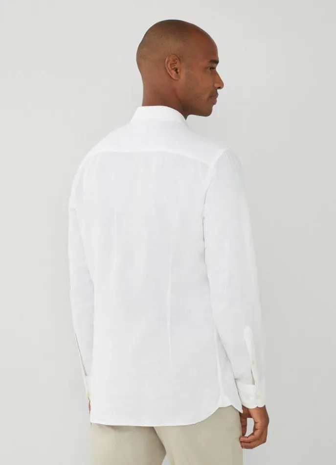 Men Shirts Hackett London Slim Fit Plain Shirt Whiteyelow