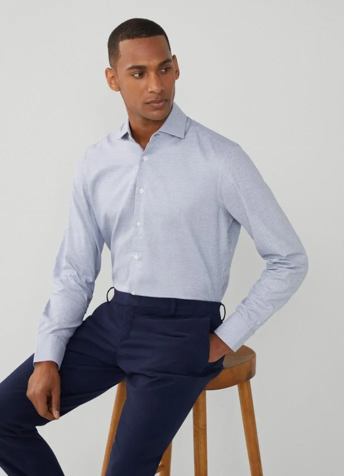 Men Shirts Hackett London Slim Fit Puppytooth Shirt Navywhite
