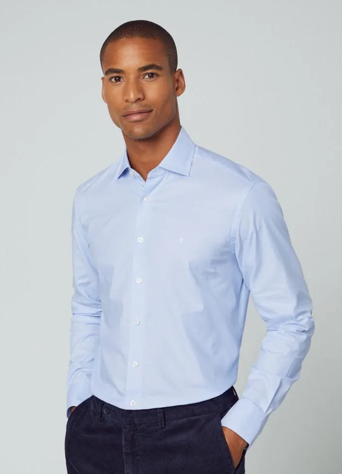 Men Shirts Hackett London Slim Fit Stretch Shirt Sky Blue