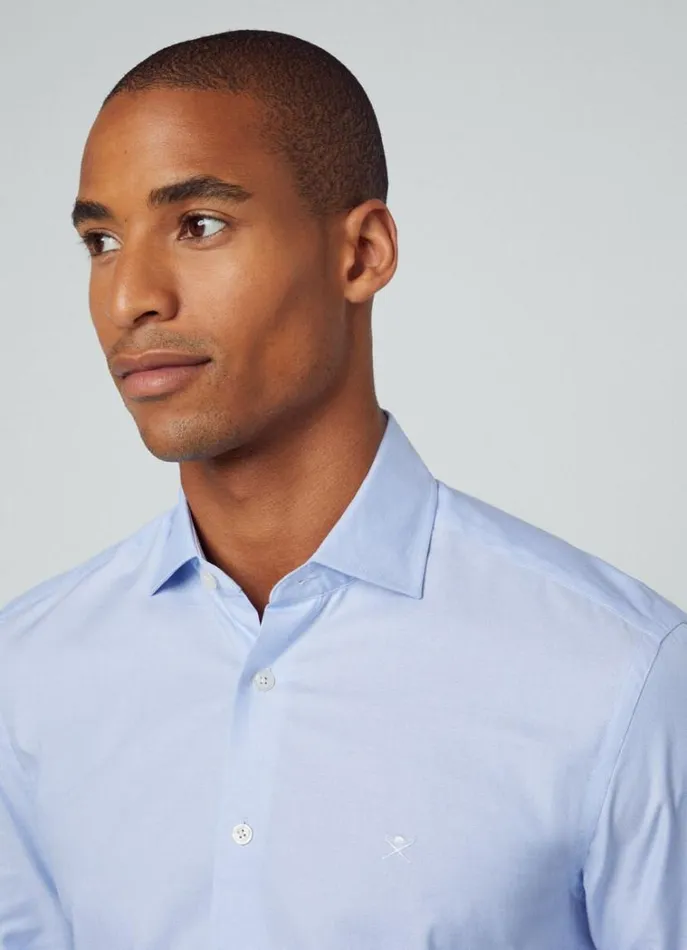 Men Shirts Hackett London Slim Fit Stretch Shirt Sky Blue