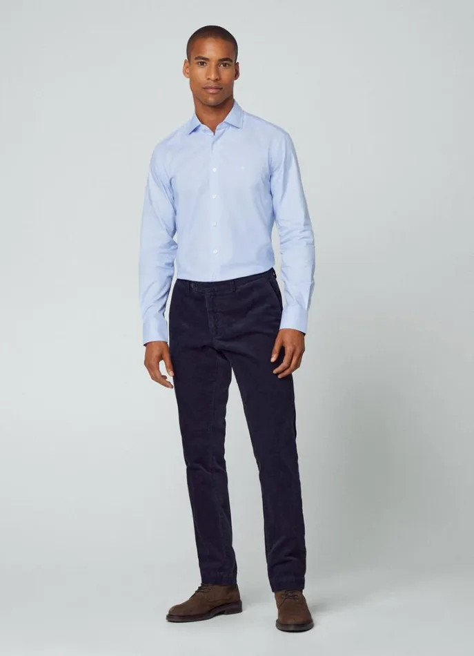 Men Shirts Hackett London Slim Fit Stretch Shirt Sky Blue