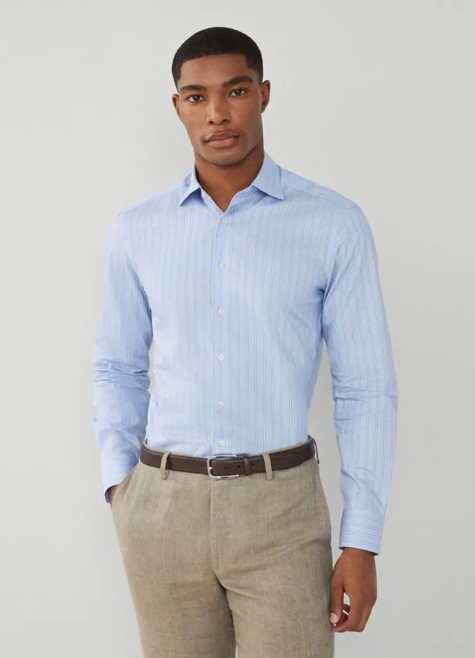 Men Shirts Hackett London Slim Fit Striped Shirt Blue