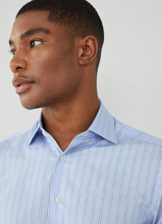 Men Shirts Hackett London Slim Fit Striped Shirt Blue