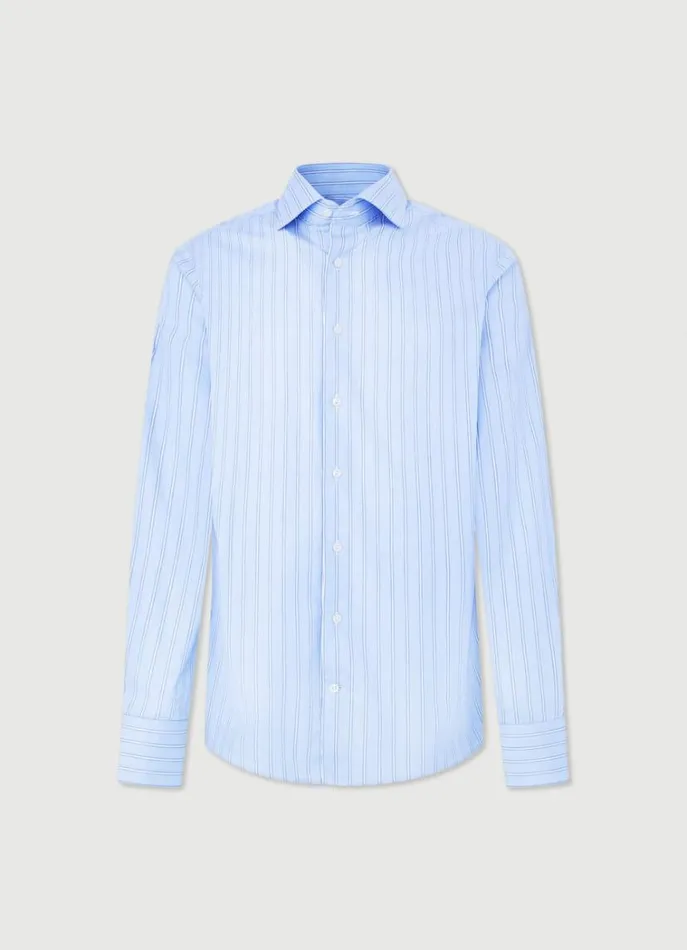 Men Shirts Hackett London Slim Fit Striped Shirt Blue