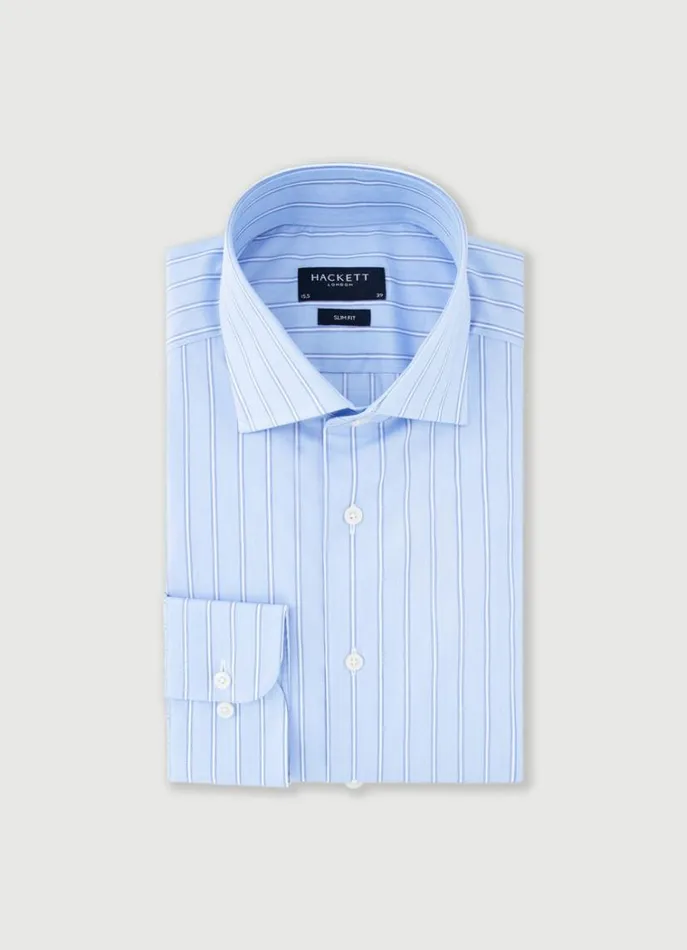 Men Shirts Hackett London Slim Fit Striped Shirt Blue