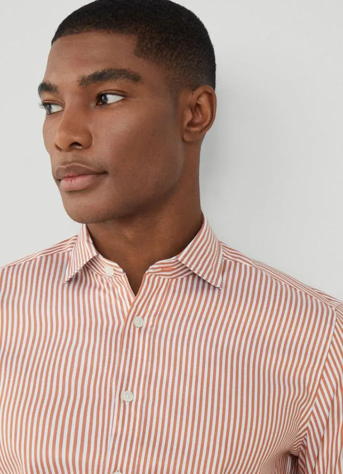 Men Shirts Hackett London Slim Fit Striped Shirt Orangenavy