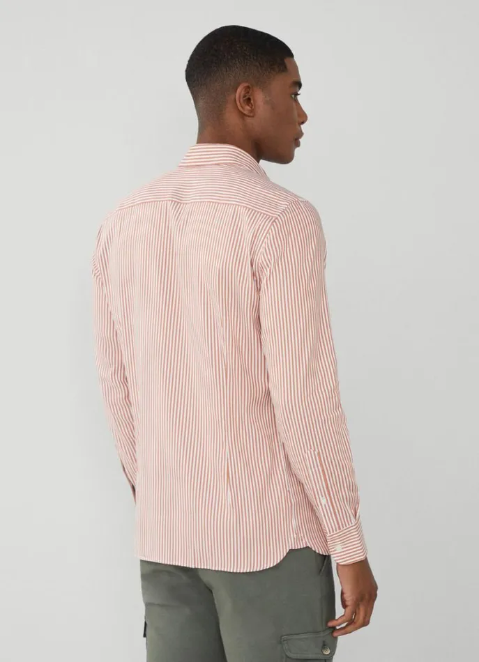 Men Shirts Hackett London Slim Fit Striped Shirt Orangenavy
