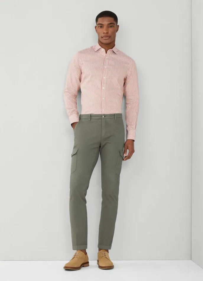 Men Shirts Hackett London Slim Fit Striped Shirt Orangenavy