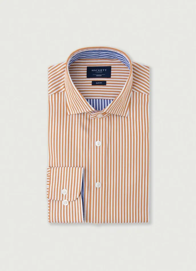 Men Shirts Hackett London Slim Fit Striped Shirt Orangenavy