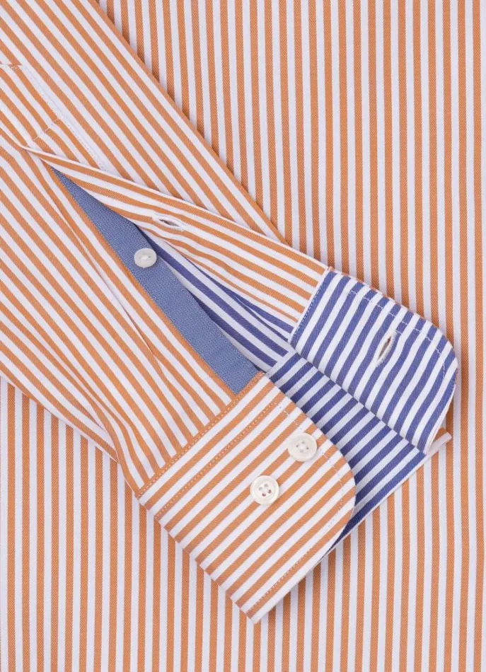 Men Shirts Hackett London Slim Fit Striped Shirt Orangenavy