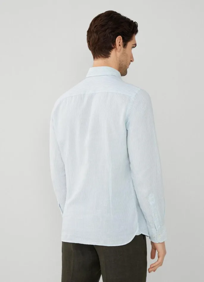 Men Shirts Hackett London Slim Fit Striped Shirt Pool Blue