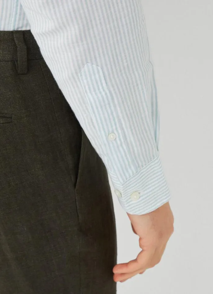 Men Shirts Hackett London Slim Fit Striped Shirt Pool Blue