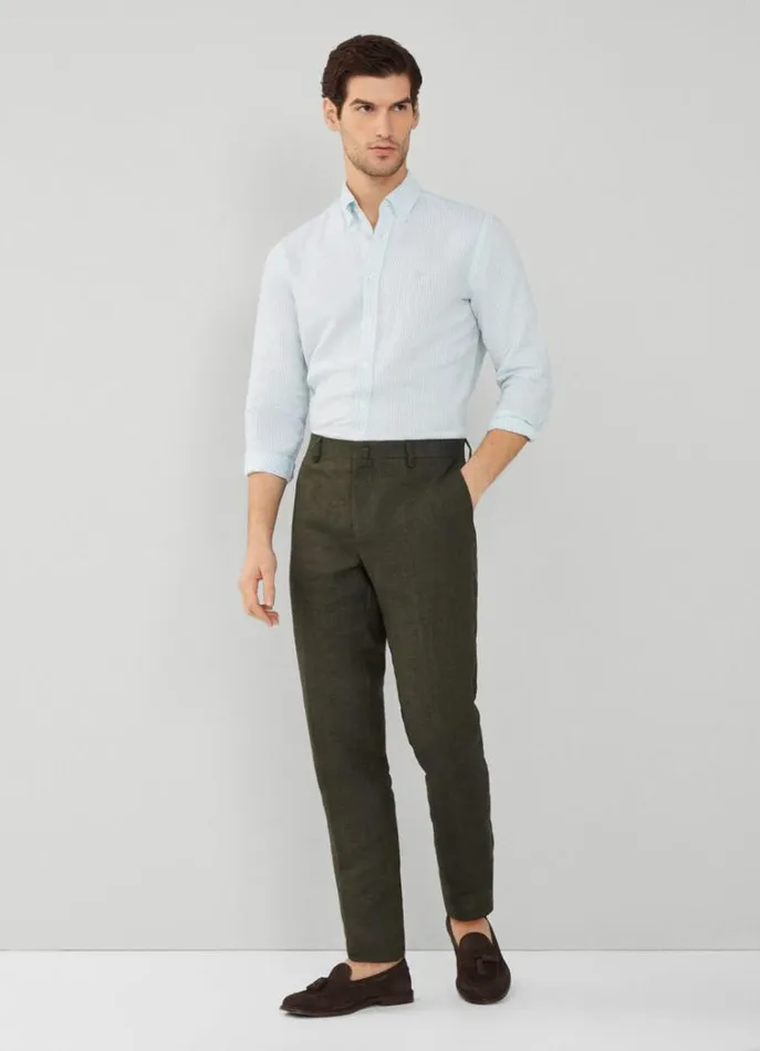 Men Shirts Hackett London Slim Fit Striped Shirt Pool Blue