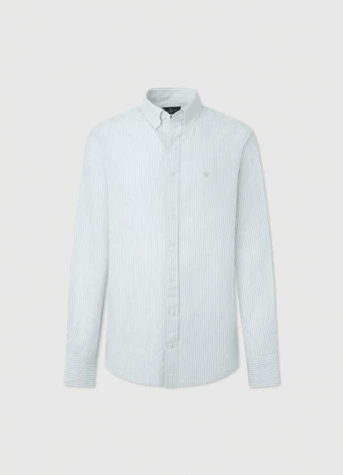 Men Shirts Hackett London Slim Fit Striped Shirt Pool Blue