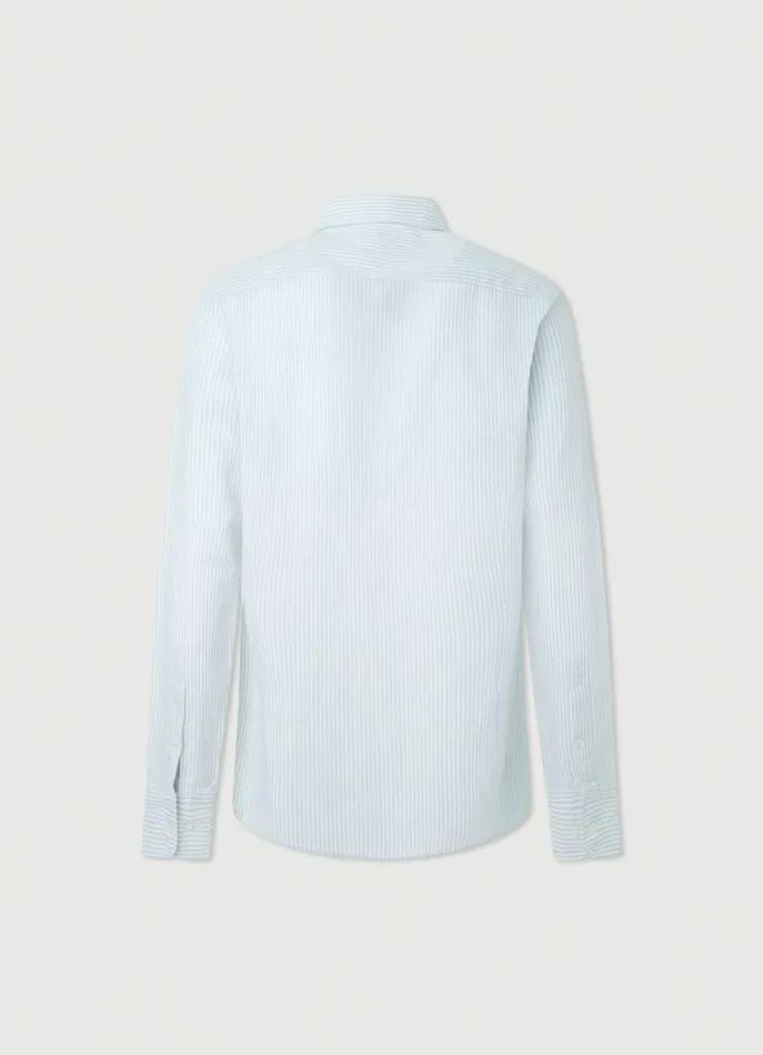Men Shirts Hackett London Slim Fit Striped Shirt Pool Blue