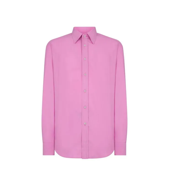 Men Shirts Tom Ford Enzymed Silk Poplin Slim Fit Shirt Orchid Pink
