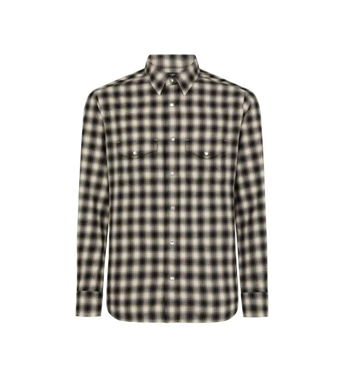 Men Shirts Tom Ford Western Check Shirt Combo Dark Green