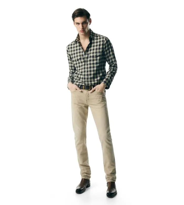 Men Shirts Tom Ford Western Check Shirt Combo Dark Green Men Shirts Tom Ford Western Check Shirt Combo Dark Green