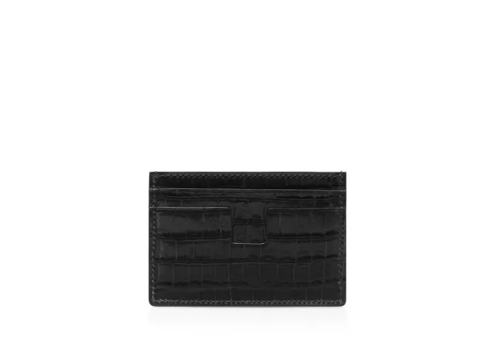 Men Small Leather Goods Tom Ford Glossy Printed Croc Classic Cardholder Black Men Small Leather Goods Tom Ford Glossy Printed Croc Classic Cardholder Black